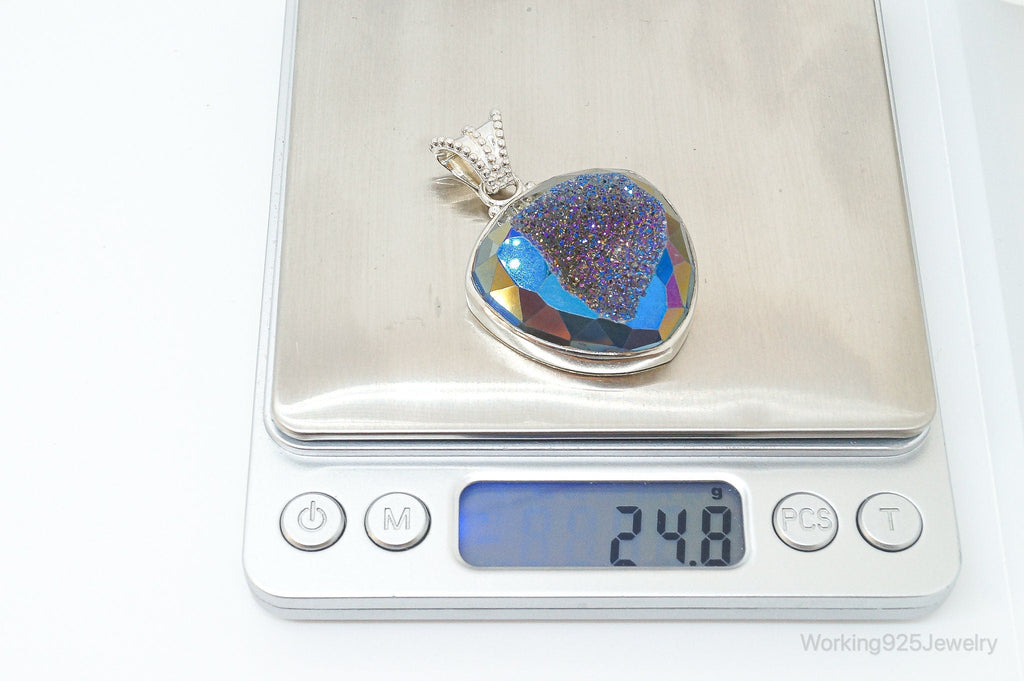 Vintage Large Druzy Quartz Sterling Silver Necklace Pendant | Jewelry > Necklaces > Pendants | Wiccan Center