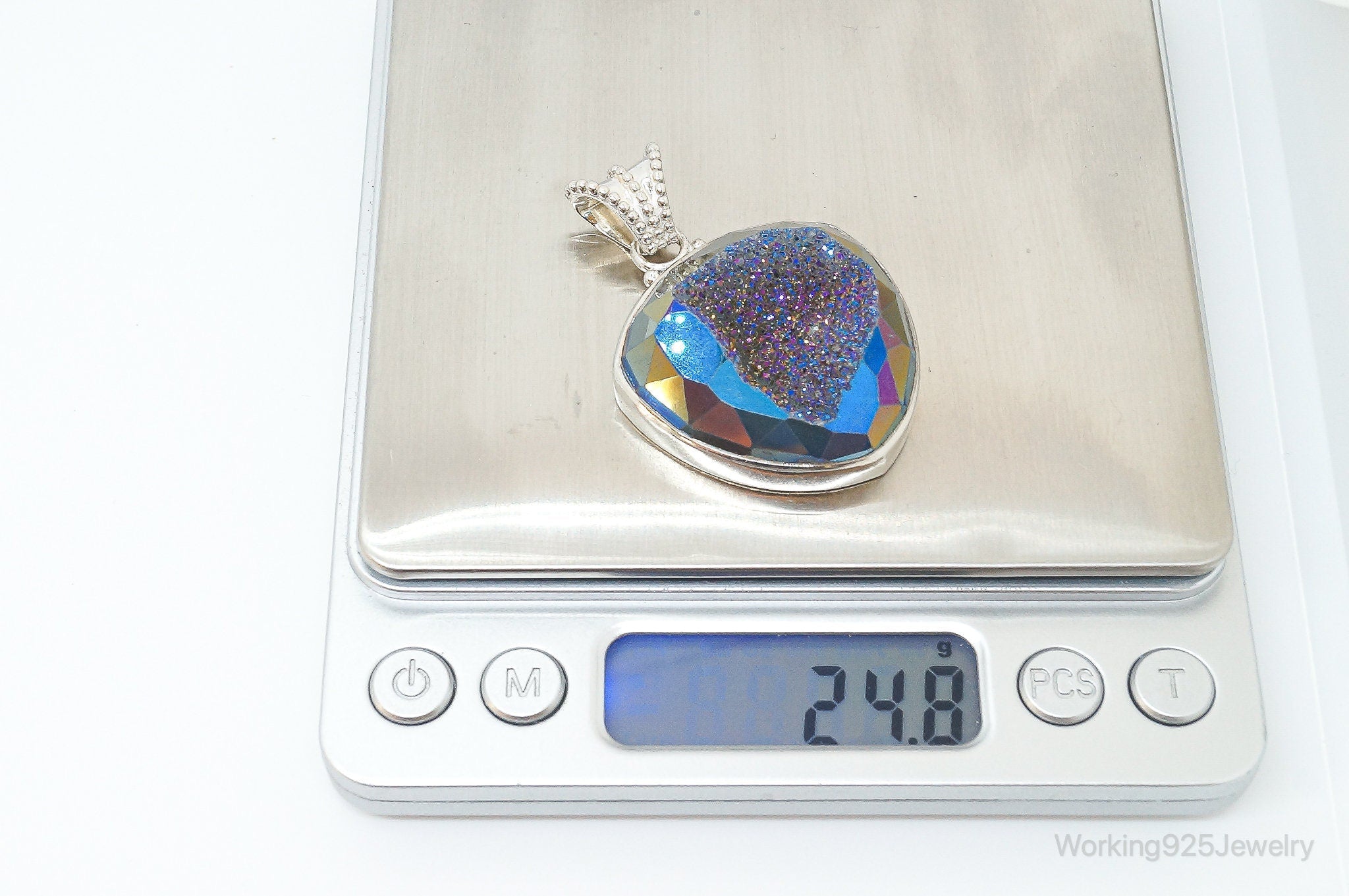 Vintage Large Druzy Quartz Sterling Silver Necklace Pendant | Jewelry > Necklaces > Pendants | Wiccan Center