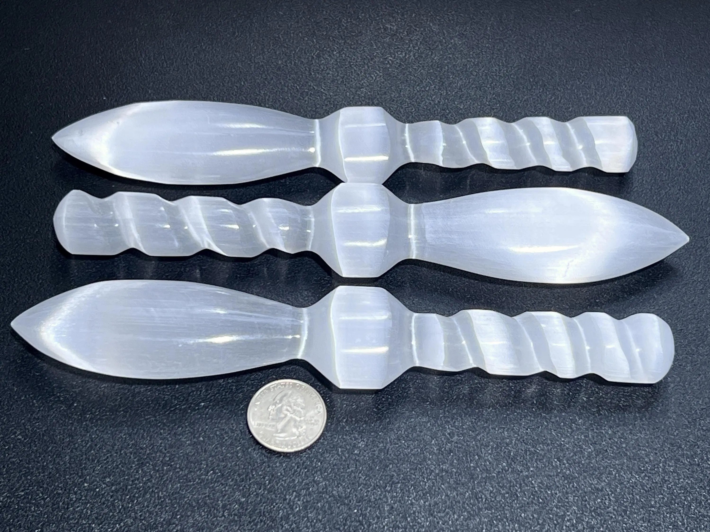 Selenite Crystal Decorative Sword Knife Spiral Point Wand (7-8 Inches) Wholesale Carving | Home & Living > Spirituality & Religion > Reiki & Chakras | Wiccan Center