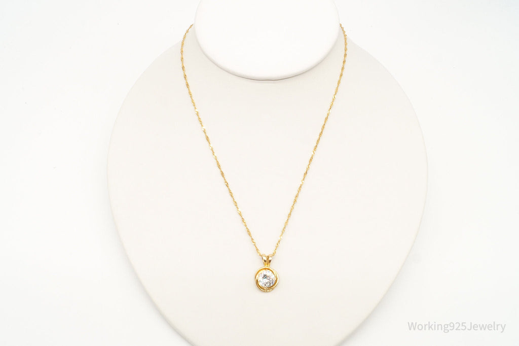 Vintage Gold Vermeil Cubic Zirconia Sterling Silver Necklace | Jewelry > Necklaces > Pendants | Wiccan Center