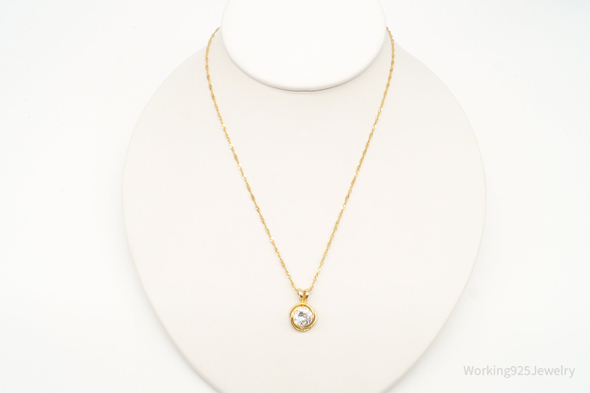 Vintage Gold Vermeil Cubic Zirconia Sterling Silver Necklace | Jewelry > Necklaces > Pendants | Wiccan Center