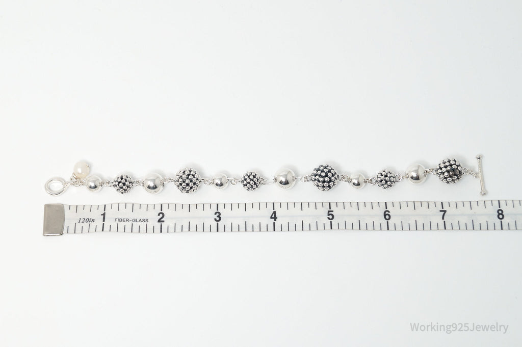 Vintage Designer Michael Dawkins Pearl Spotted Ball Sterling Silver Bracelet | Jewelry > Bracelets | Wiccan Center
