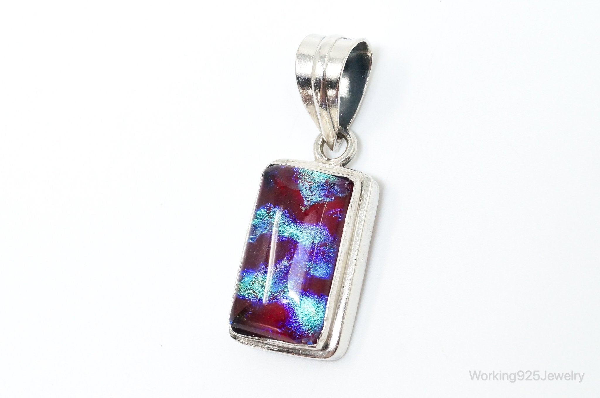 Vintage Dichroic Glass Sterling Silver Necklace Pendant | Jewelry > Necklaces > Pendants | Wiccan Center