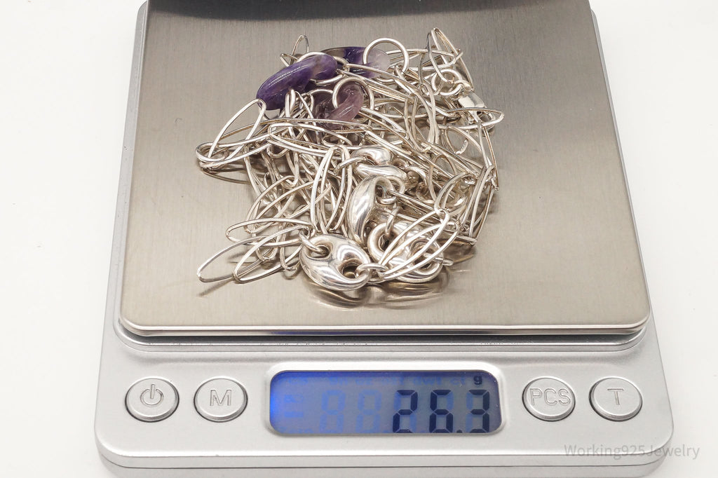 Vintage Amethyst Sterling Silver Chain Necklace 34" | Jewelry > Necklaces > Pendants | Wiccan Center