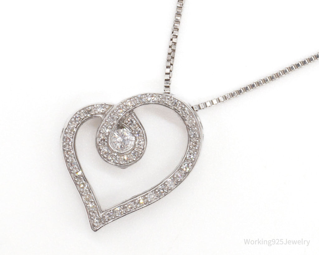 Vintage Diamond Heart Sterling Silver Necklace | Jewelry > Necklaces > Pendants | Wiccan Center