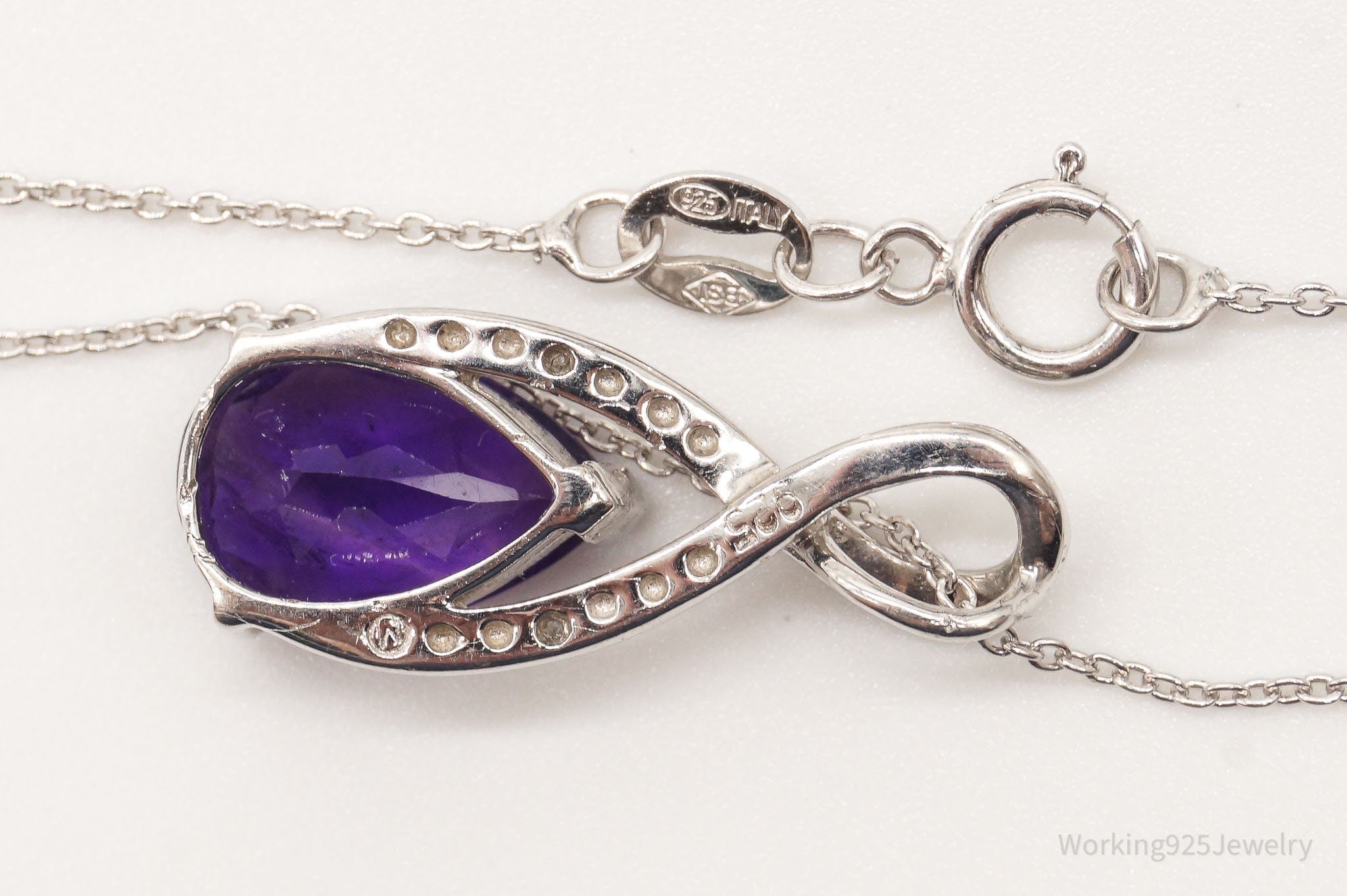 Vintage Designer Amethyst 4 Diamond Sterling Silver Necklace | Jewelry > Necklaces > Pendants | Wiccan Center