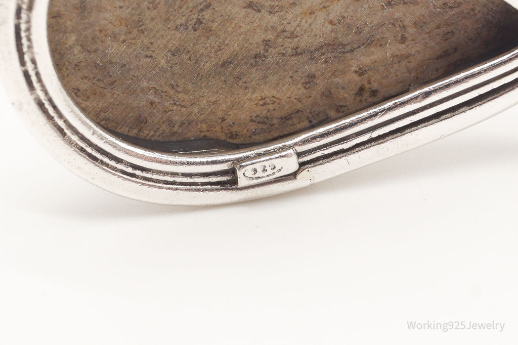 Vintage Large Fossil Sterling Silver Necklace Pendant | Jewelry > Necklaces > Pendants | Wiccan Center