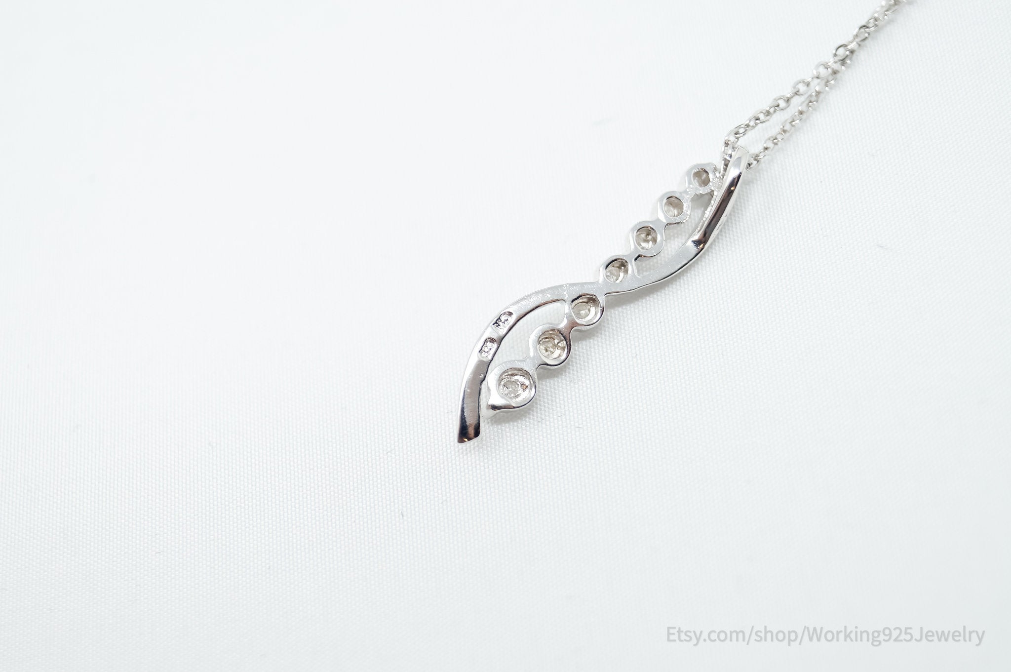 Vintage Designer Art Deco Cubic Zirconia Sterling Silver Necklace | Jewelry > Necklaces > Pendants | Wiccan Center