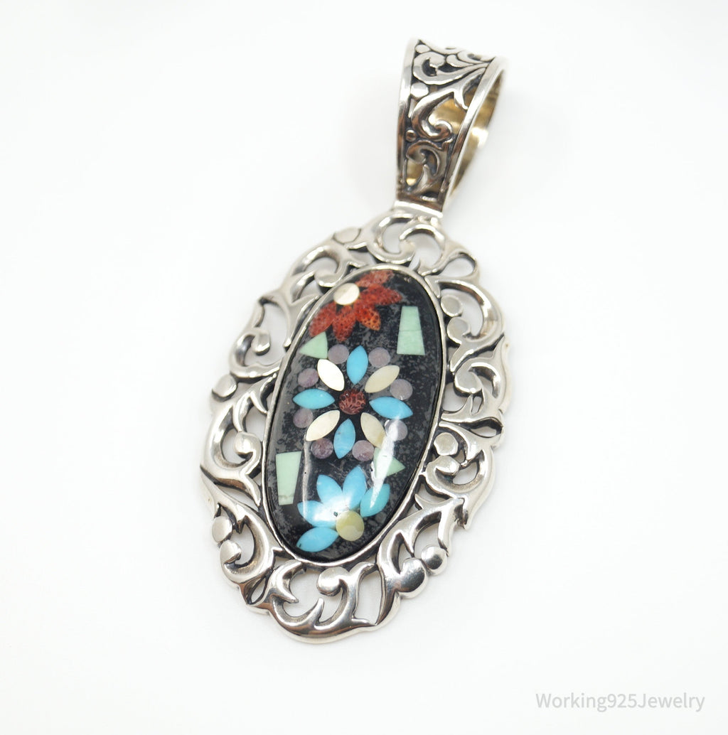 Vintage Carolyn Pollack Relios Multi Gem Flower Sterling Silver Pendant | Jewelry > Necklaces > Pendants | Wiccan Center