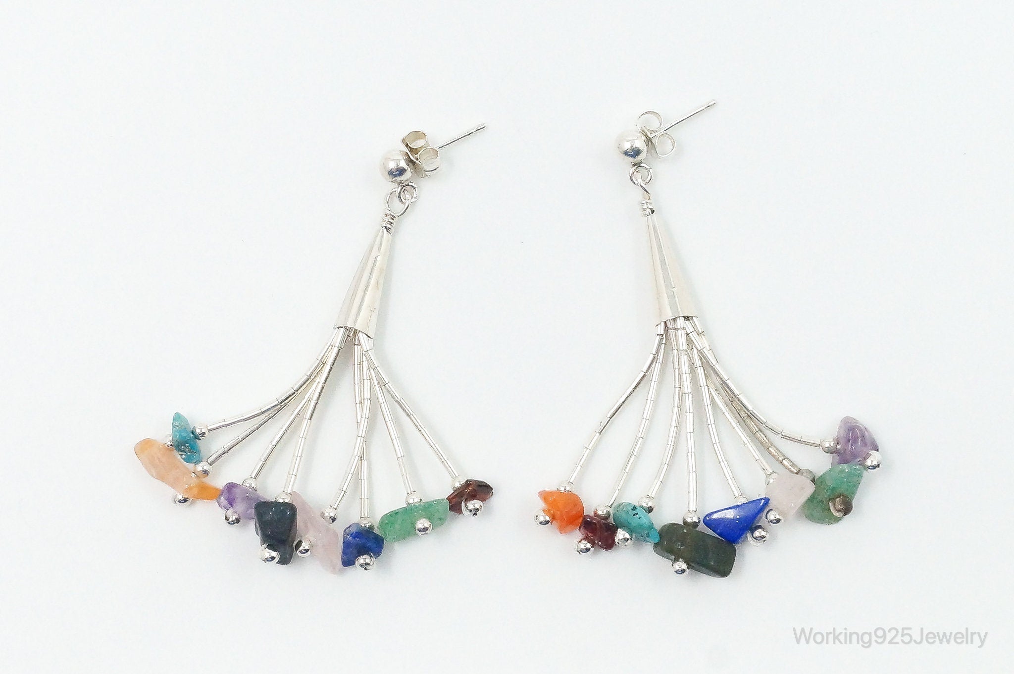 Vintage Designer CJC Multi Gem Sterling Silver Earrings | Jewelry > Earrings | Wiccan Center