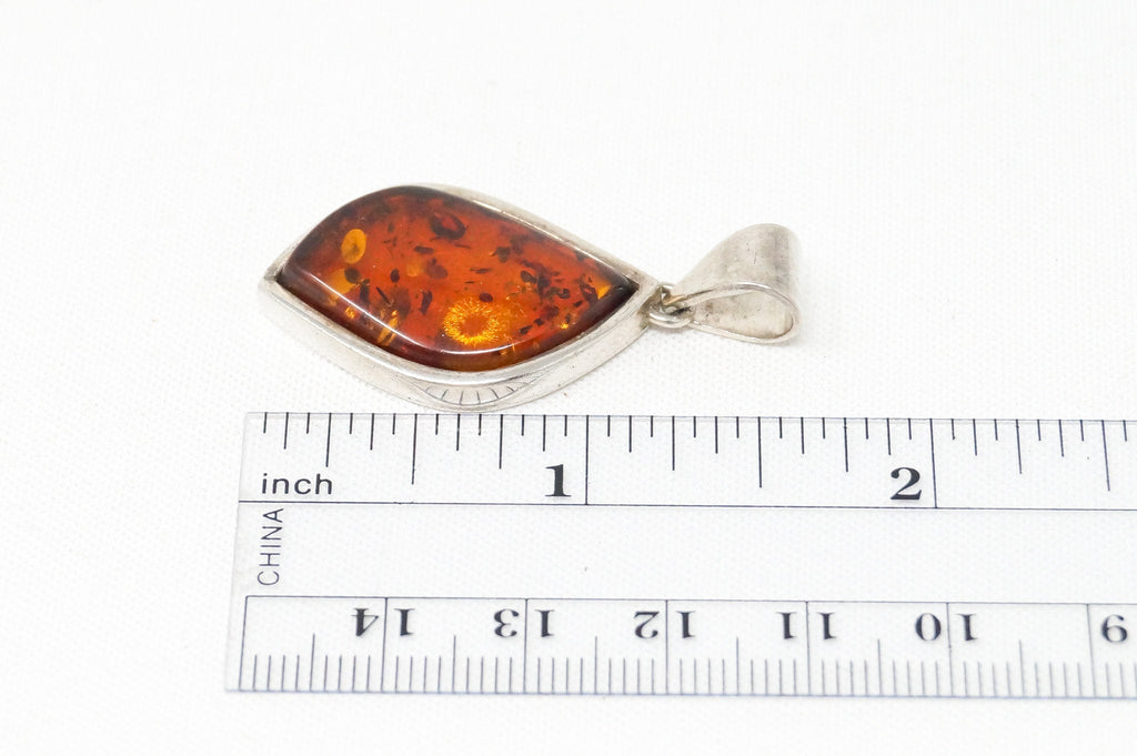 Vintage Amber Modernist Sterling Silver Necklace Pendant | Jewelry > Necklaces > Pendants | Wiccan Center