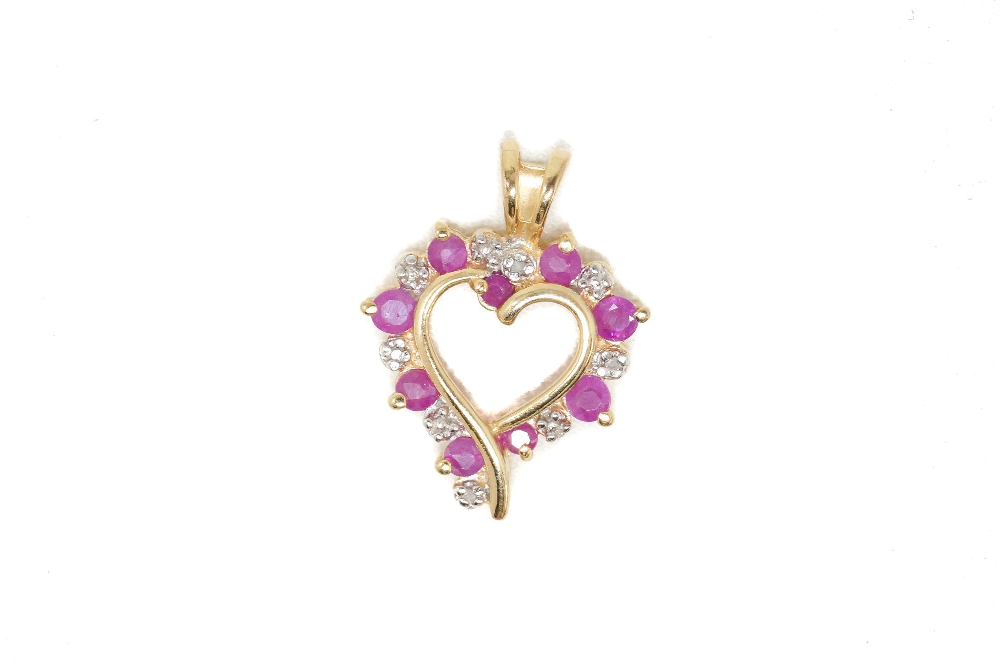 Vintage Ruby Heart Cubic Zirconia Gold Vermeil Sterling Silver Necklace Pendant | Jewelry > Necklaces > Pendants | Wiccan Center