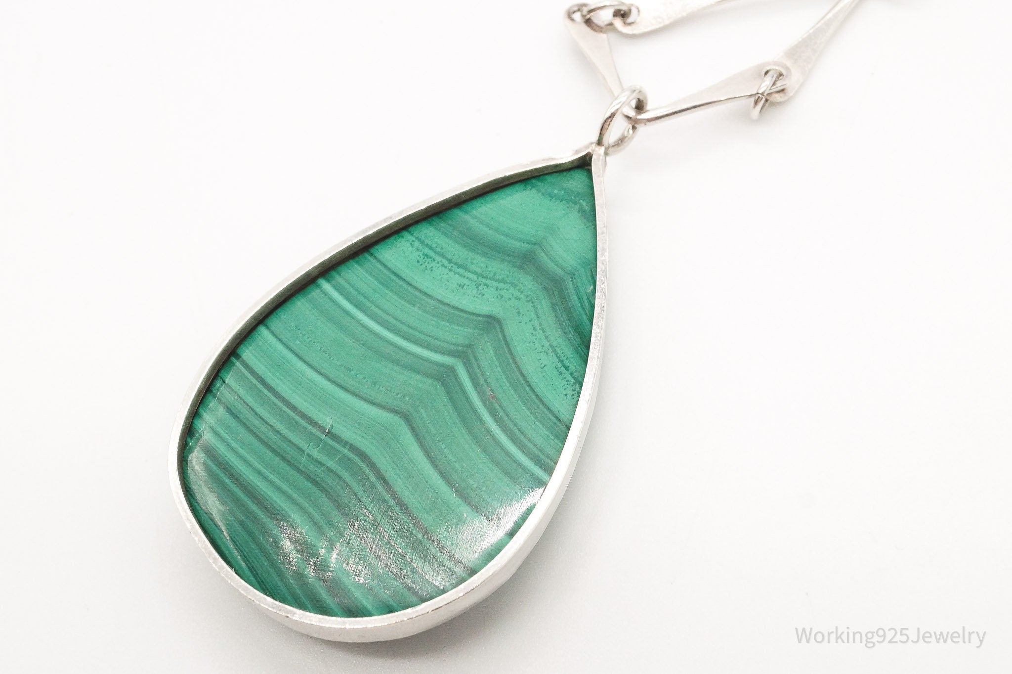 Vintage Large Malachite Sterling Silver Necklace | Jewelry > Necklaces > Pendants | Wiccan Center