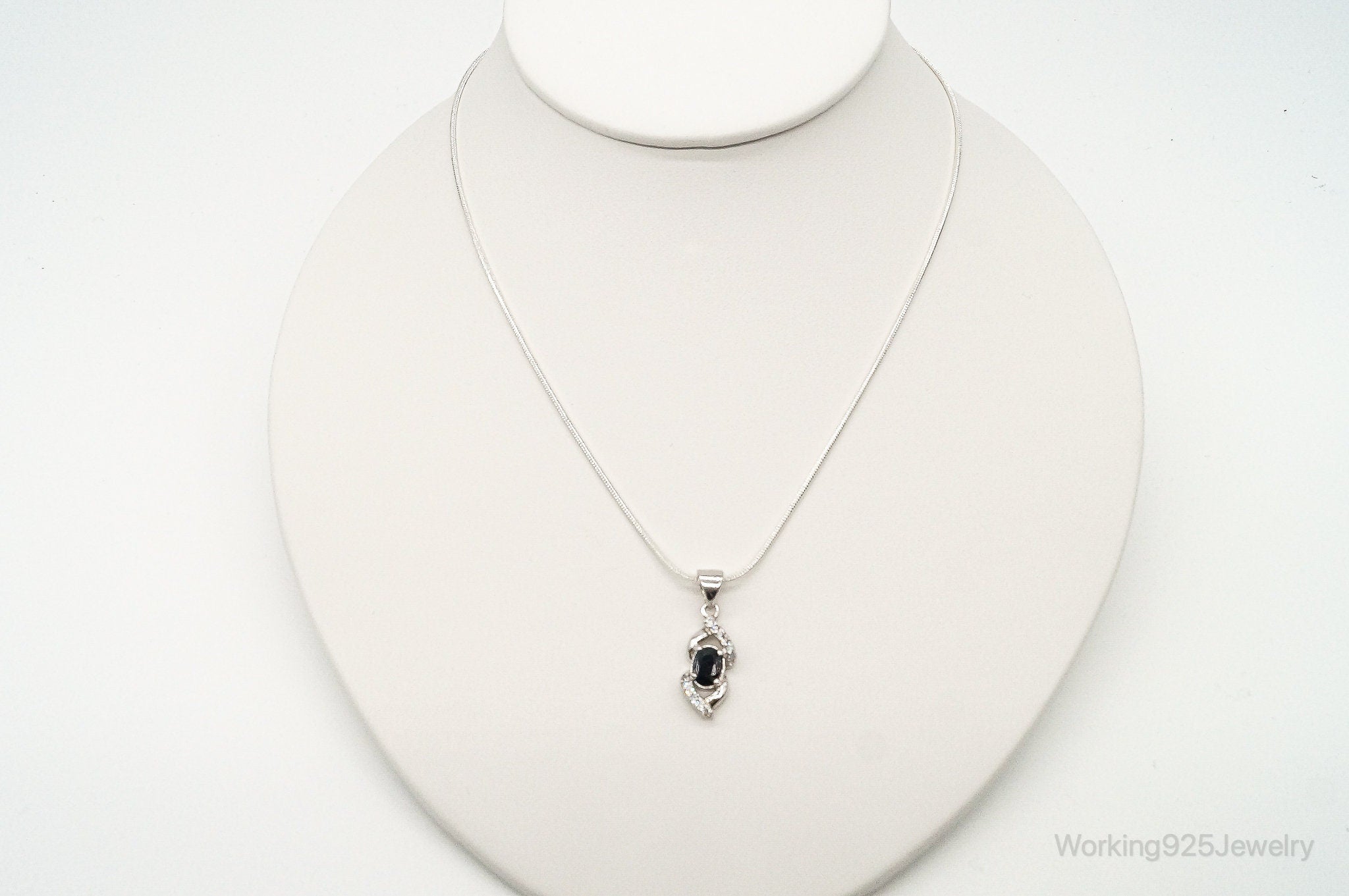 Sapphire Cubic Zirconia Sterling Silver Necklace | Jewelry > Necklaces > Pendants | Wiccan Center
