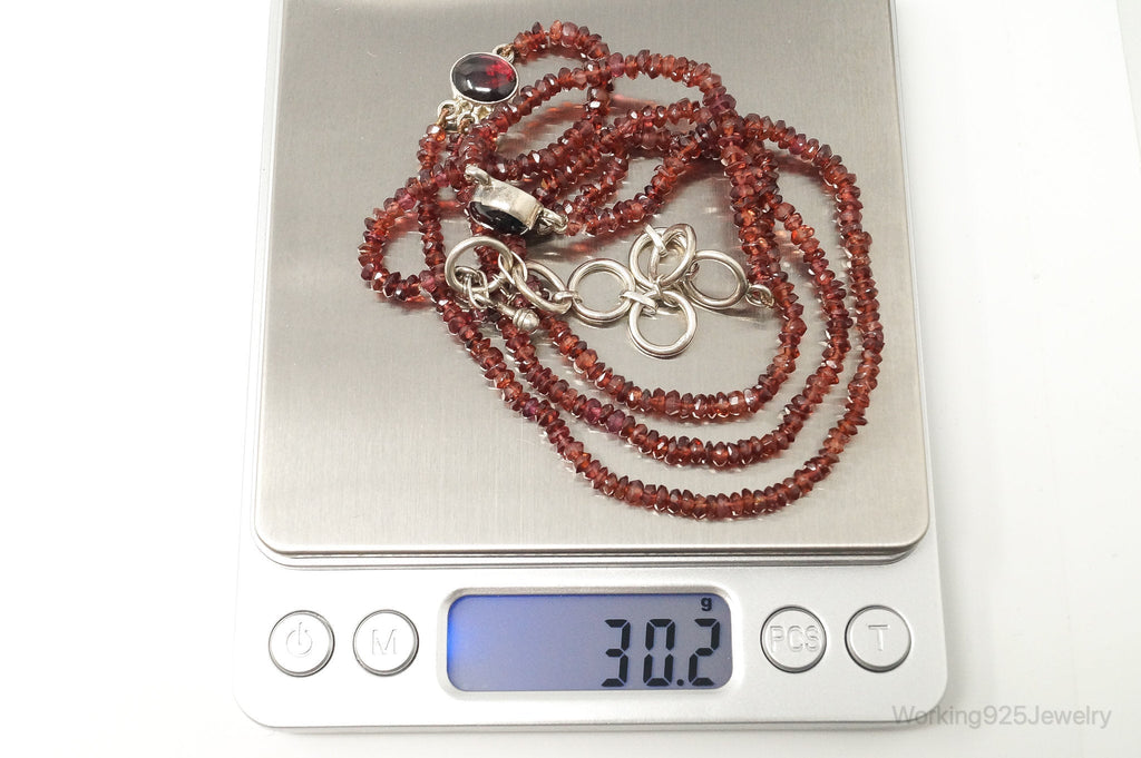 Vintage Garnet Bali Style Bead Strand Sterling Silver Necklace | Jewelry > Necklaces > Pendants | Wiccan Center