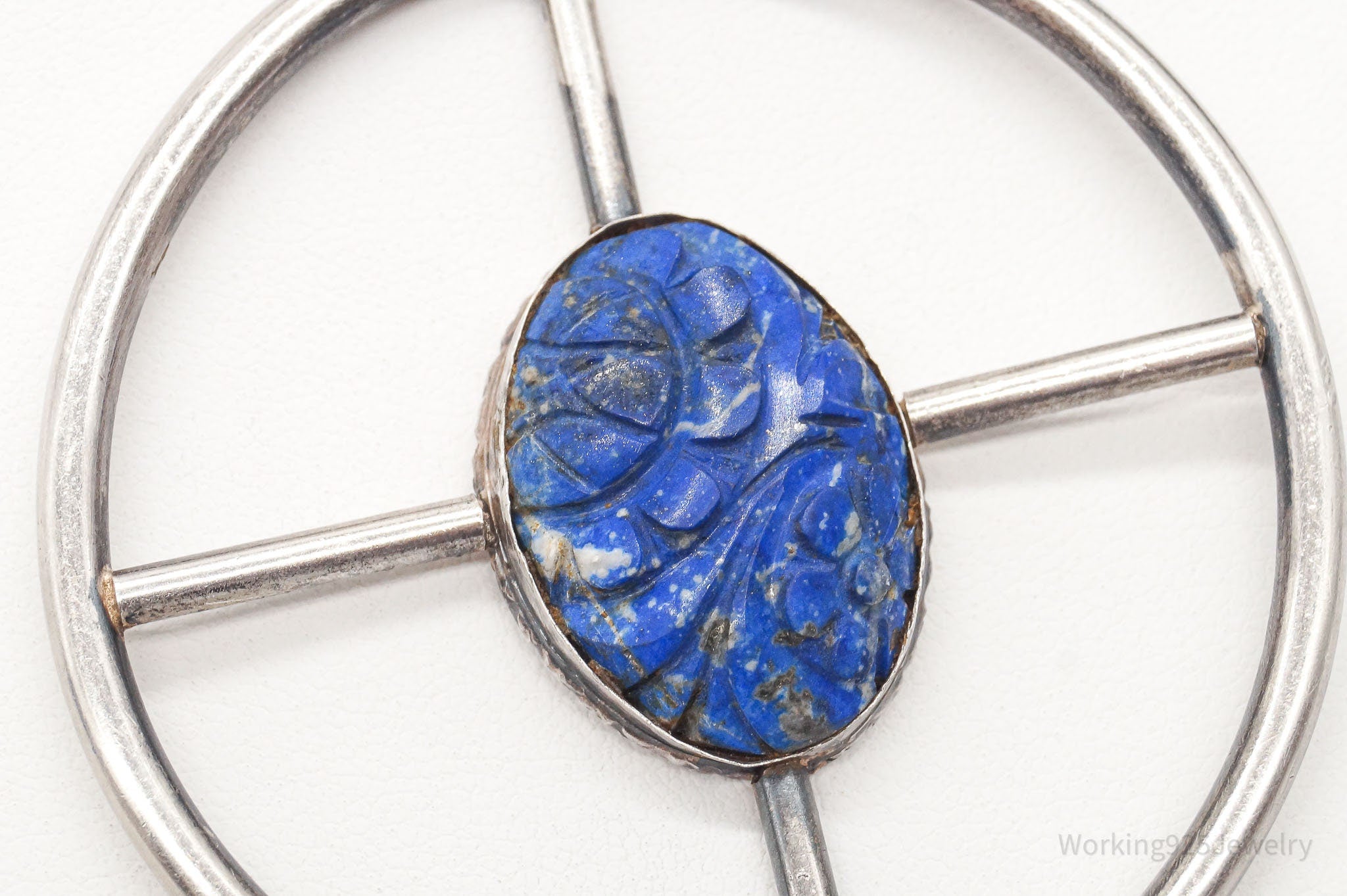 Antique Lapis Lazuli Modernist Style Large Pendant Silver Necklace | Jewelry > Necklaces > Pendants | Wiccan Center