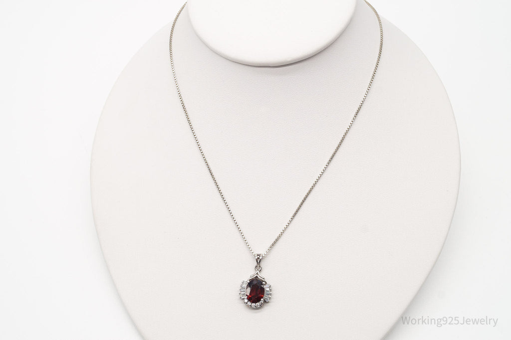 Vintage Garnet Cubic Zirconia Sterling Silver Necklace | Jewelry > Necklaces > Pendants | Wiccan Center