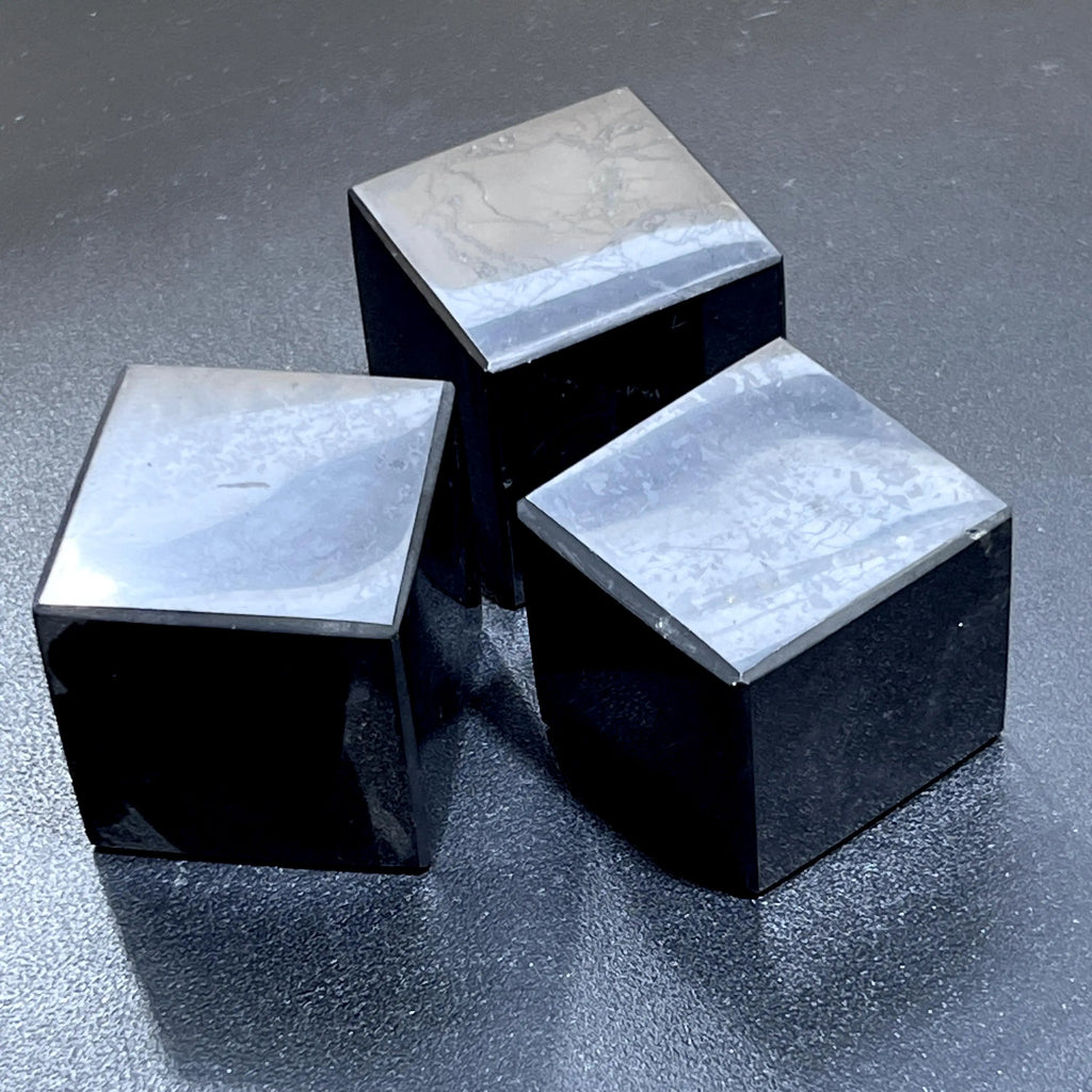 Black Shungite Cube Carving (Type-2) From Karelia Russia | Home & Living > Home Decor > Home Accents > Rocks & Geodes | Wiccan Center