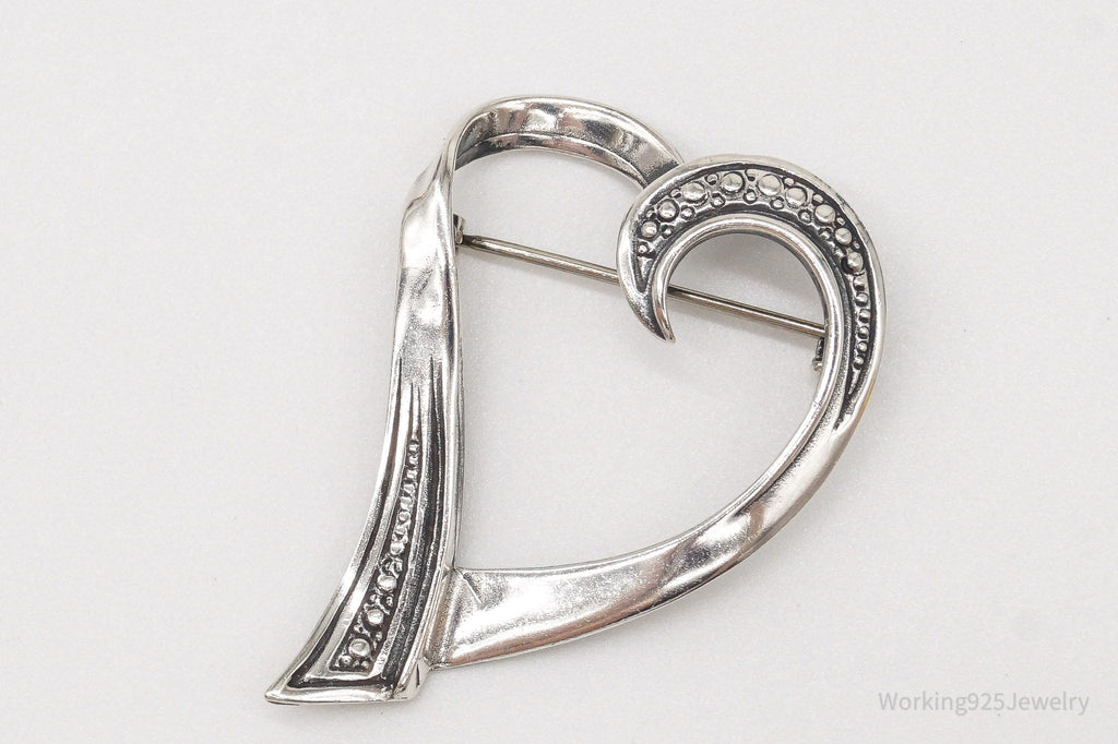 Vintage Open Heart Art Deco Sterling Silver Brooch Pin | Jewelry > Brooches, Pins & Clips | Wiccan Center