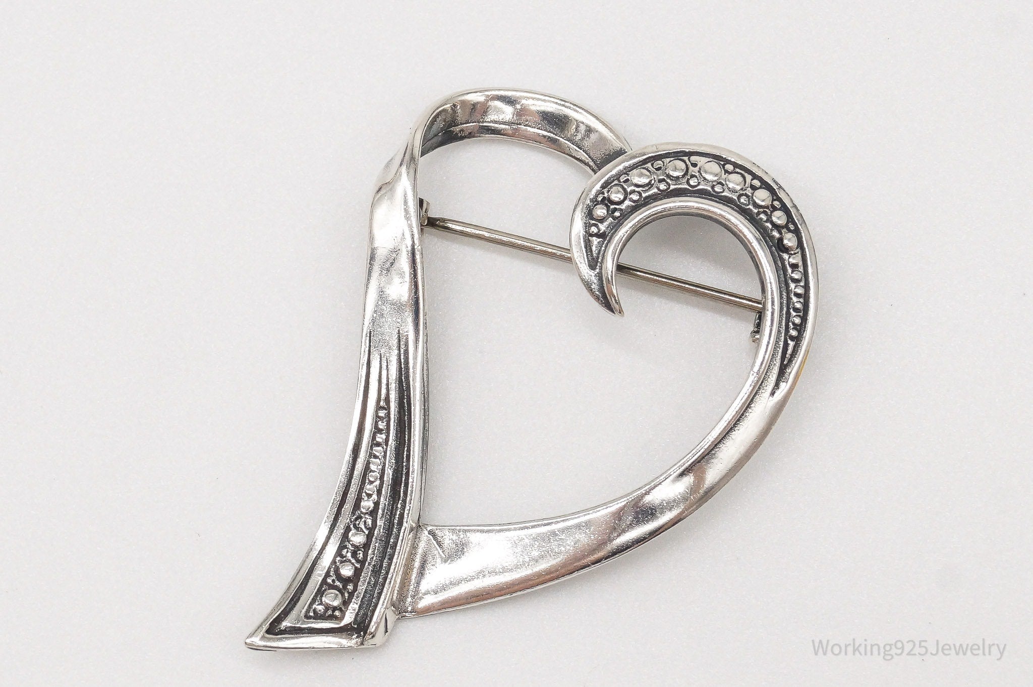 Vintage Open Heart Art Deco Sterling Silver Brooch Pin | Jewelry > Brooches, Pins & Clips | Wiccan Center