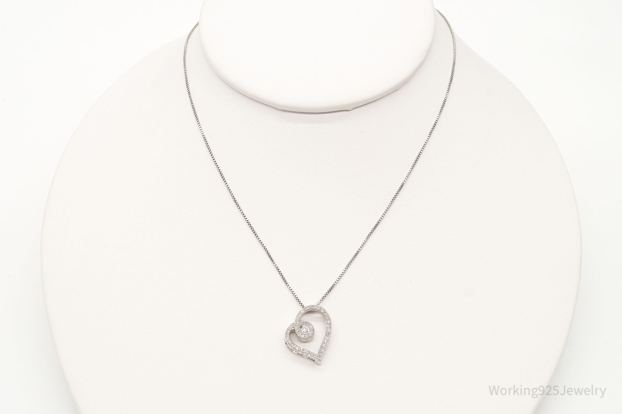 Vintage Diamond Heart Sterling Silver Necklace | Jewelry > Necklaces > Pendants | Wiccan Center