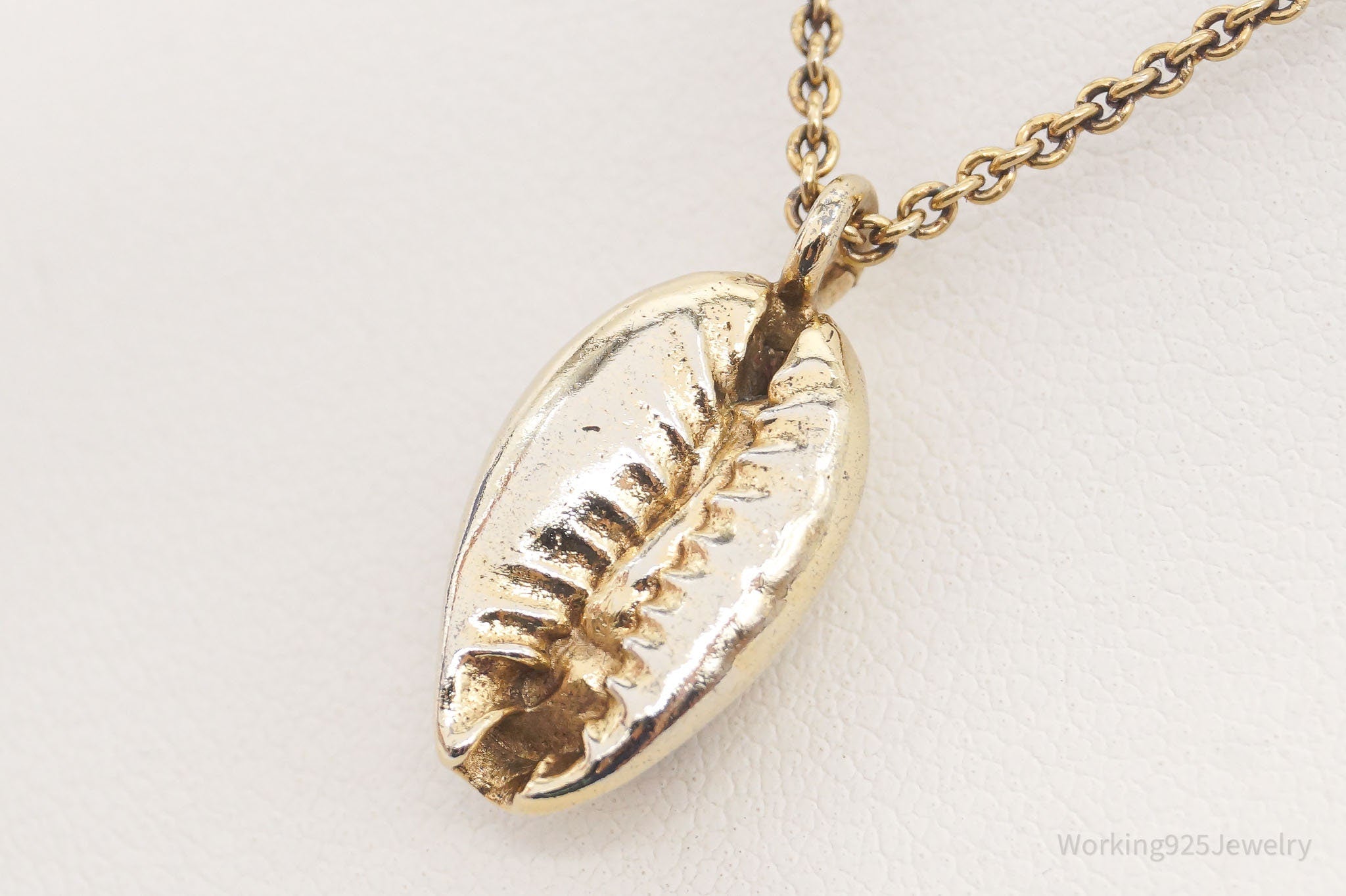 Vintage Mexico Designer Coffee Bean Gold Vermeil Sterling Silver Necklace 16" | Jewelry > Necklaces > Pendants | Wiccan Center