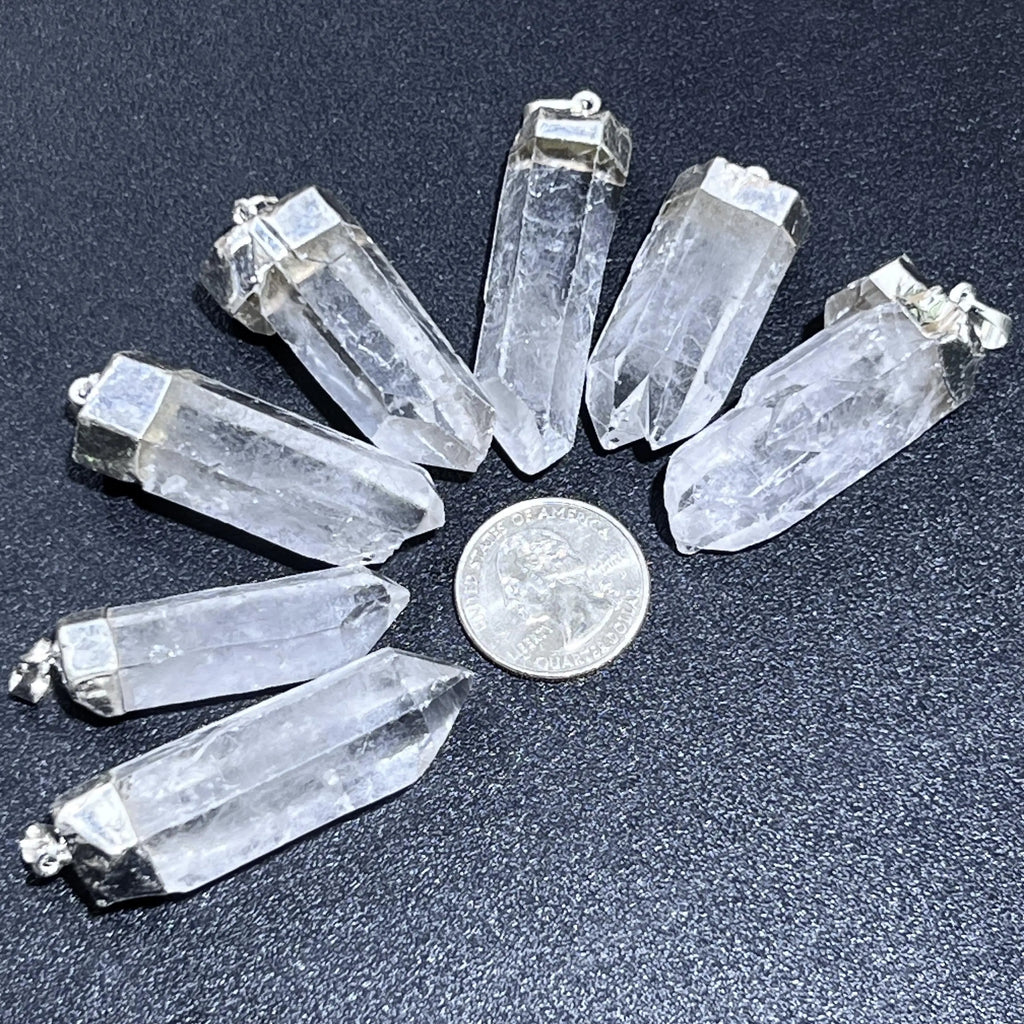Large Quartz Crystal Point Pendant (Silver Plated) Wholesale | Craft Supplies & Tools > Beads, Gems & Cabochons > Charms & Pendants > Pendants | Wiccan Center