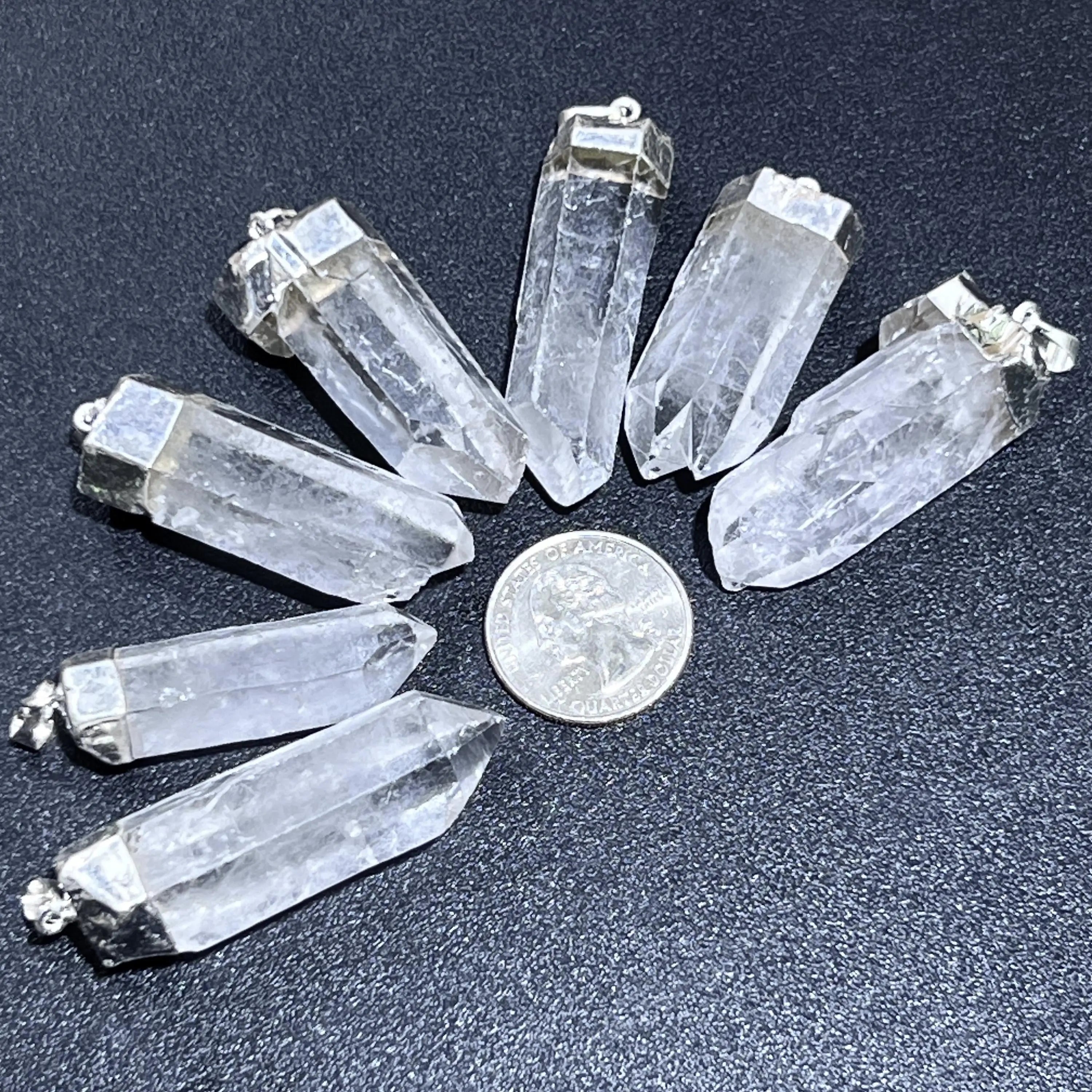 Large Quartz Crystal Point Pendant (Silver Plated) Wholesale | Craft Supplies & Tools > Beads, Gems & Cabochons > Charms & Pendants > Pendants | Wiccan Center
