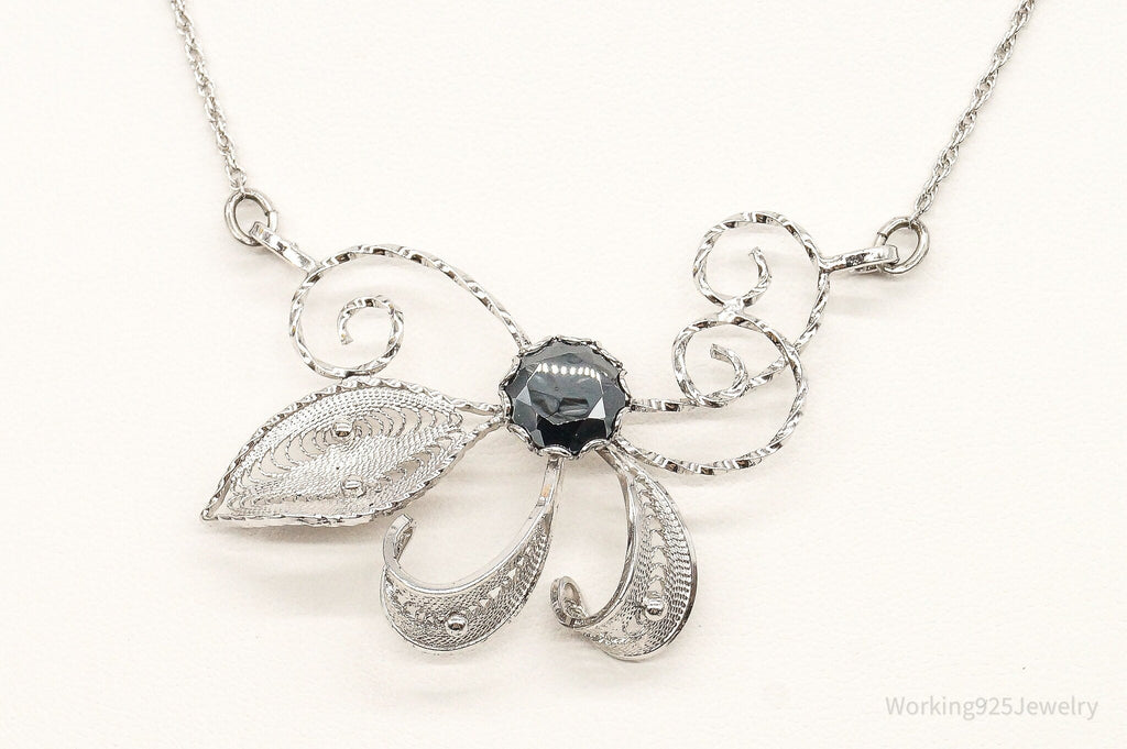 Antique Hematite Sterling Silver Filigree Necklace | Jewelry > Necklaces > Pendants | Wiccan Center