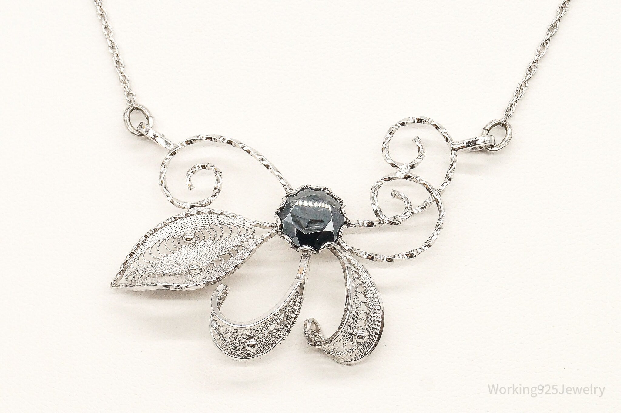 Antique Hematite Sterling Silver Filigree Necklace | Jewelry > Necklaces > Pendants | Wiccan Center
