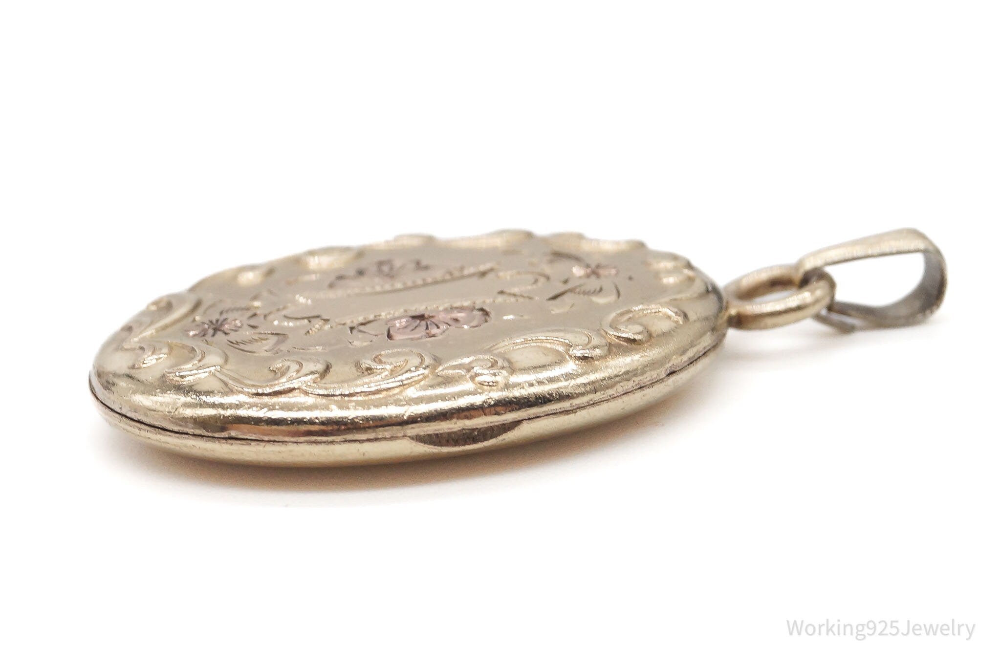 Antique 12K Gold Filled Floral Etched Locket Pendant | Jewelry > Necklaces > Pendants | Wiccan Center