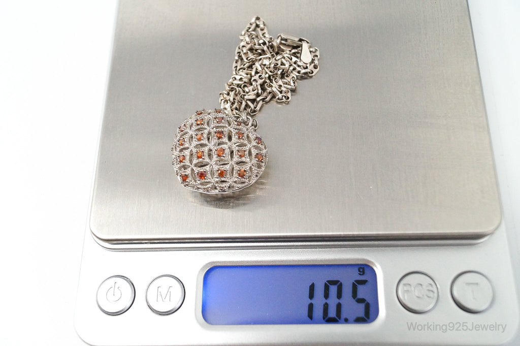 Designer Orange Cubic Zirconia Sterling Silver Heart Necklace | Jewelry > Necklaces > Pendants | Wiccan Center