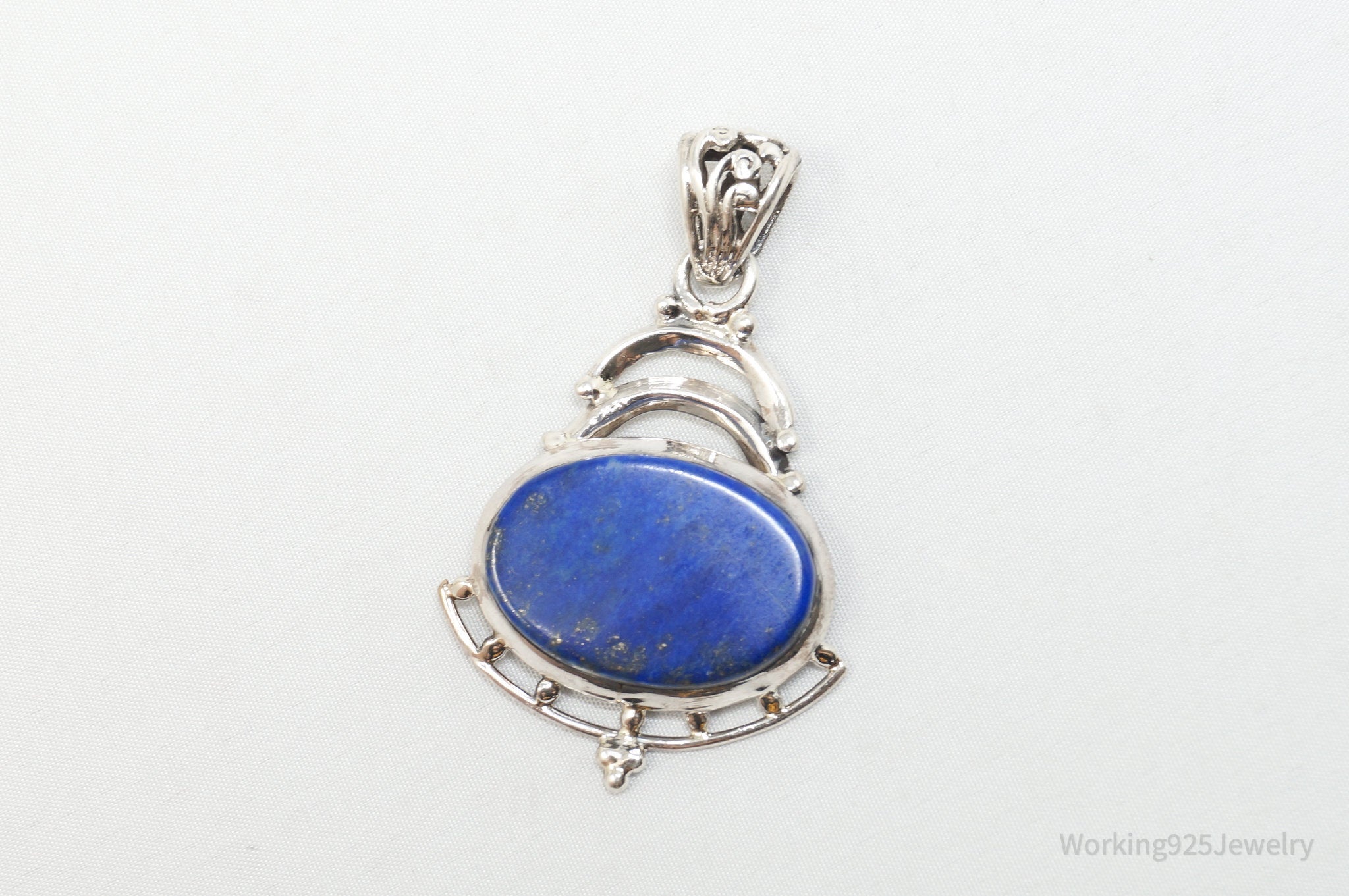 Vintage Art Deco Blue Lapis Lazuli Sterling Silver Necklace Pendant | Jewelry > Necklaces > Pendants | Wiccan Center
