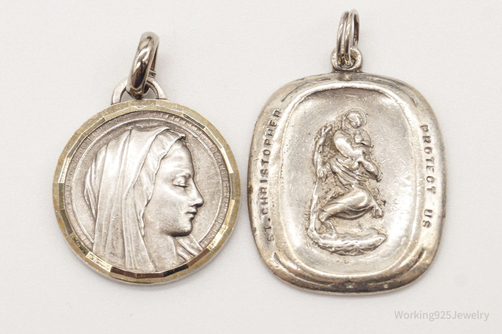 Antique Saints Protection Sterling Silver Pendant Charm Set | Jewelry > Necklaces > Pendants | Wiccan Center