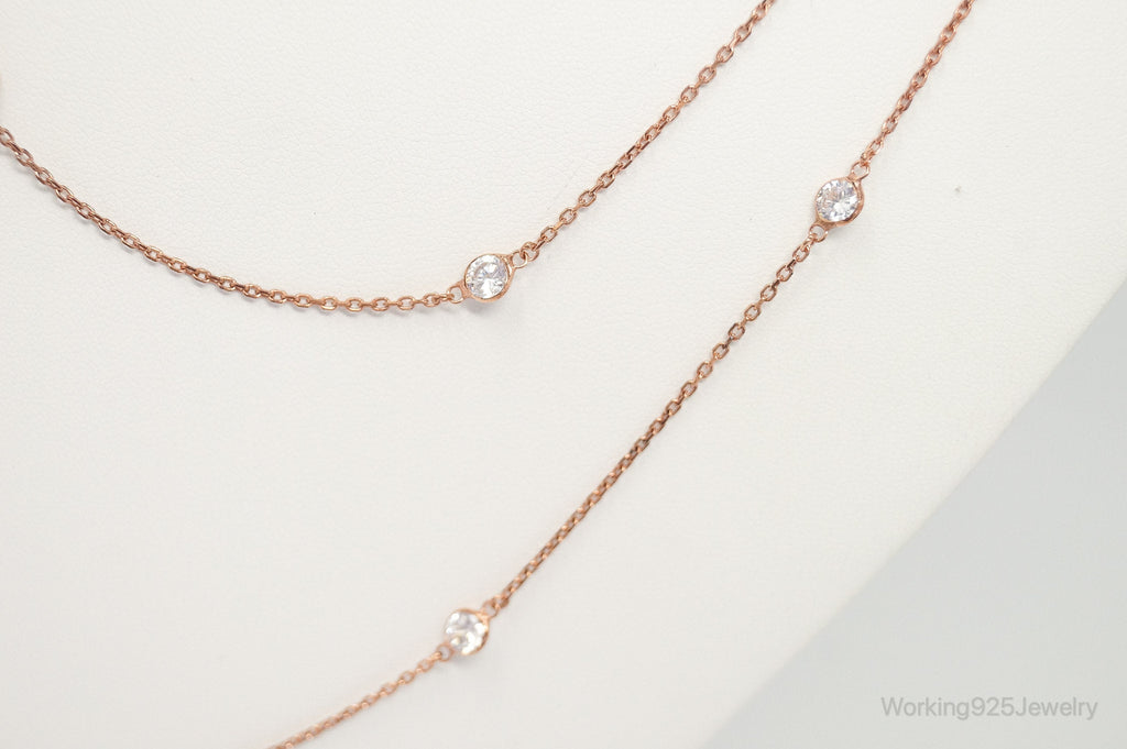 Vintage Rose Gold Vermeil Cubic Zirconia Sterling Silver Necklace | Jewelry > Necklaces > Pendants | Wiccan Center