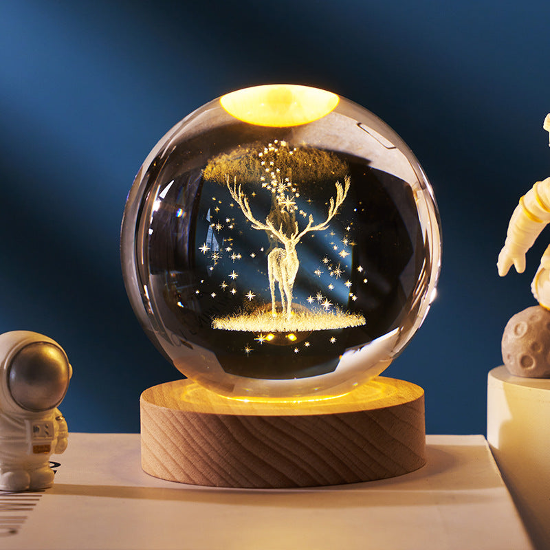Luminous Starry Sky And Planets Moon Moon Crystal Ball Small Night Lamp Projection Ambience Light Creative Gift New Strange Gift | 0 | Wiccan Center