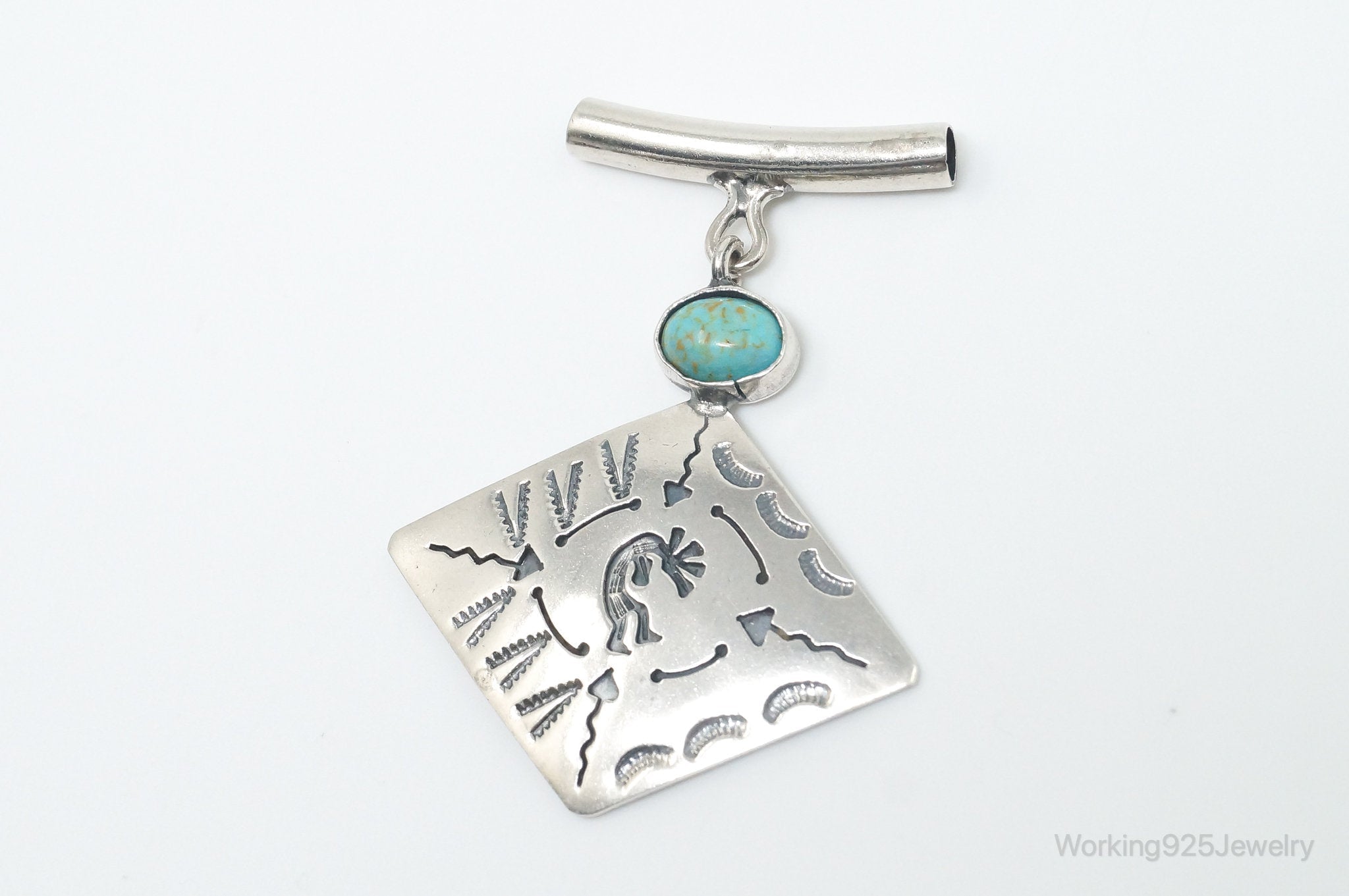 Vintage Mexico Designer Turquoise Southwestern Sterling Silver Pendant | Jewelry > Necklaces > Pendants | Wiccan Center