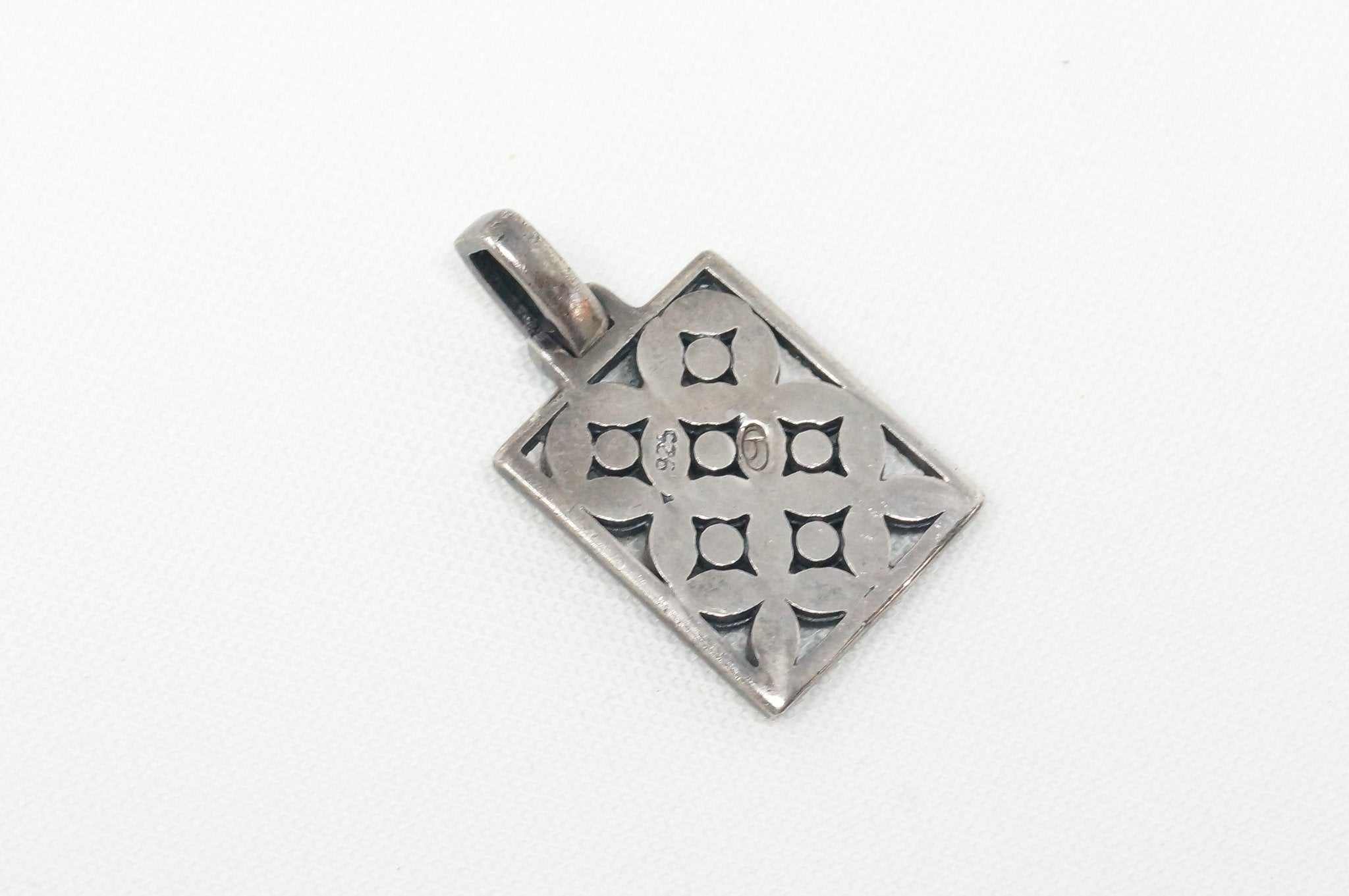 Vintage Designer BOMA Marcasite Sterling Silver Square Necklace Pendant | Jewelry > Necklaces > Pendants | Wiccan Center