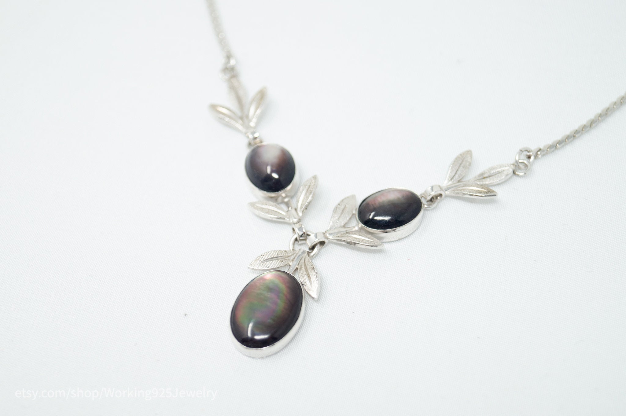 Vintage Designer Van Dell Black MOP Sterling Silver Necklace | Jewelry > Necklaces | Wiccan Center