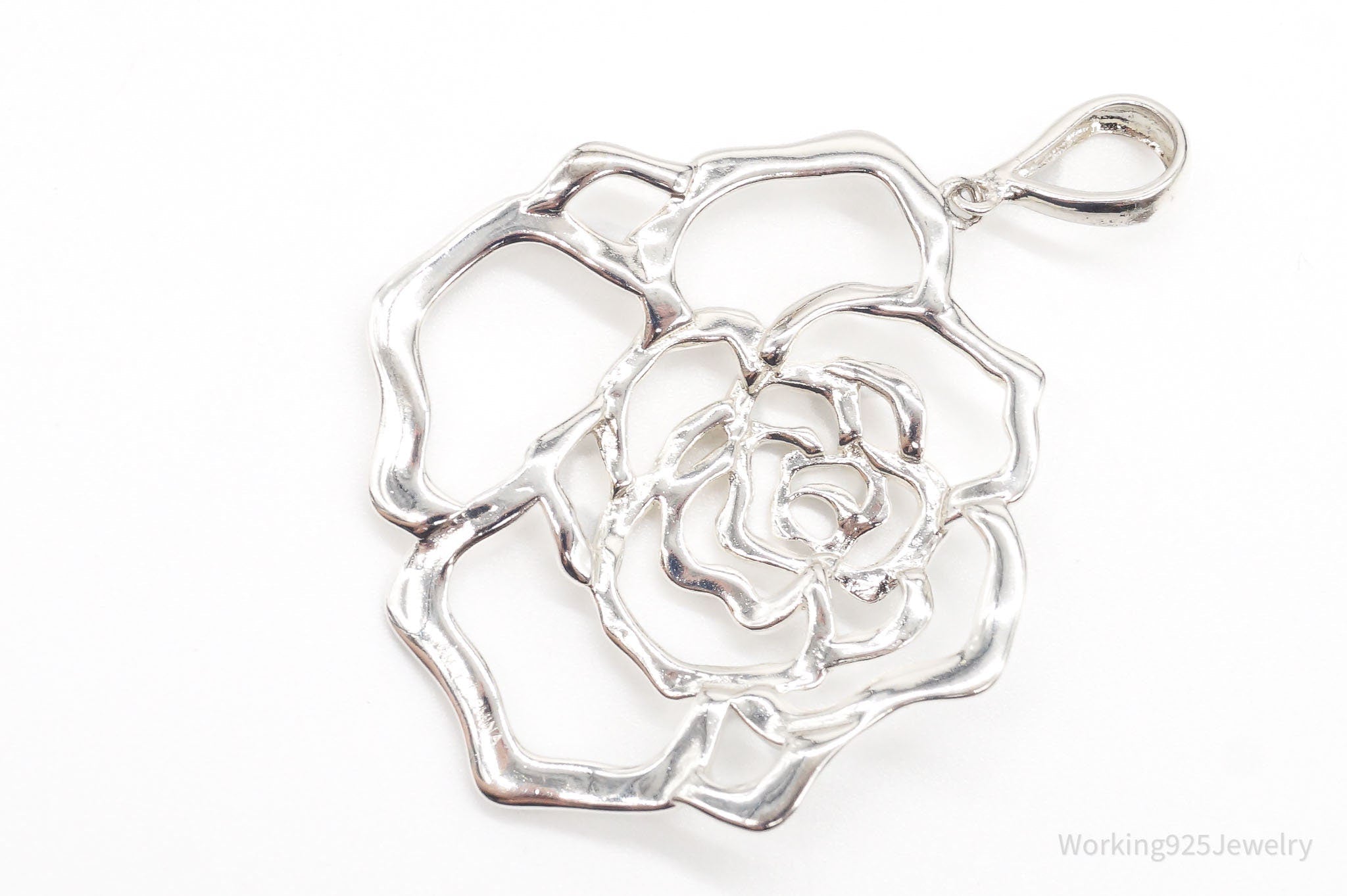 Large Vintage Designer JCM Jacmel Mauritius Sterling Silver Rose Pendant | Jewelry > Necklaces > Pendants | Wiccan Center