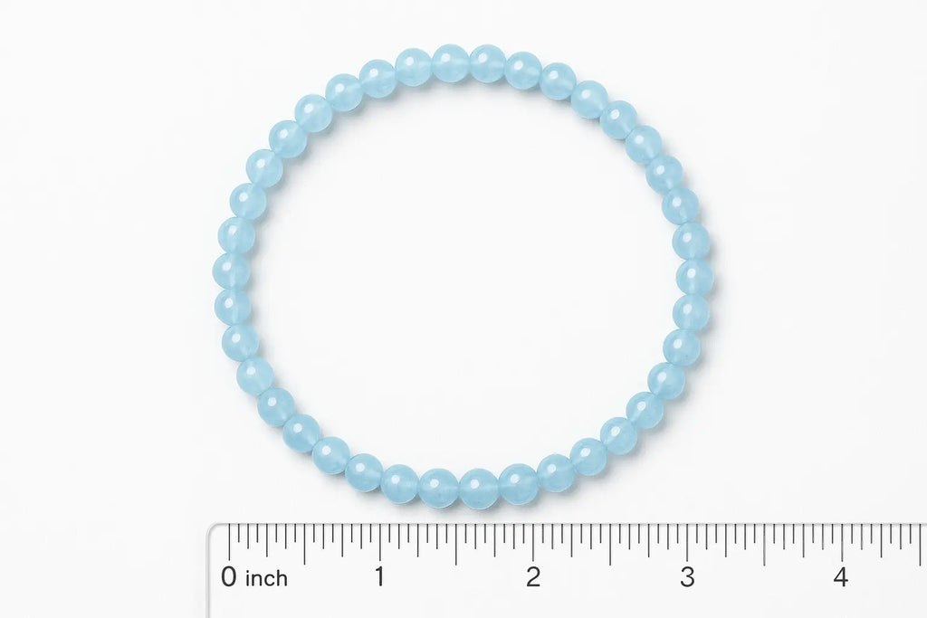Aquamarine Round Bead Bracelet - Emotional Healing | Bracelets | Wiccan Center