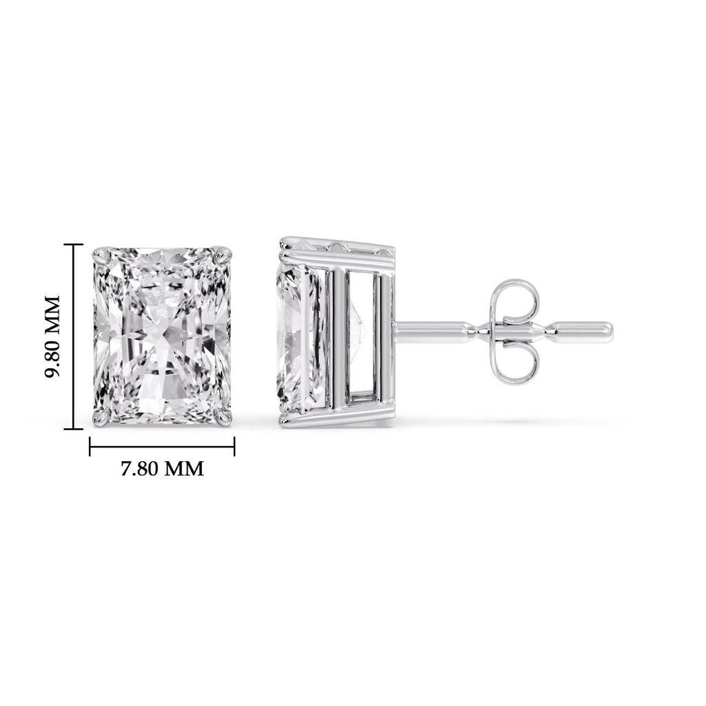 IGI Certified Basket Stud Earrings Set With Radiant Cut Diamonds