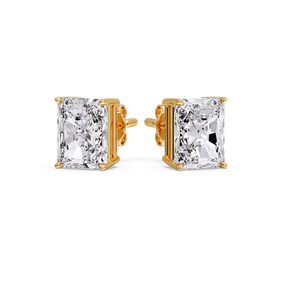 IGI Certified Basket Stud Earrings Set With Radiant Cut Diamonds