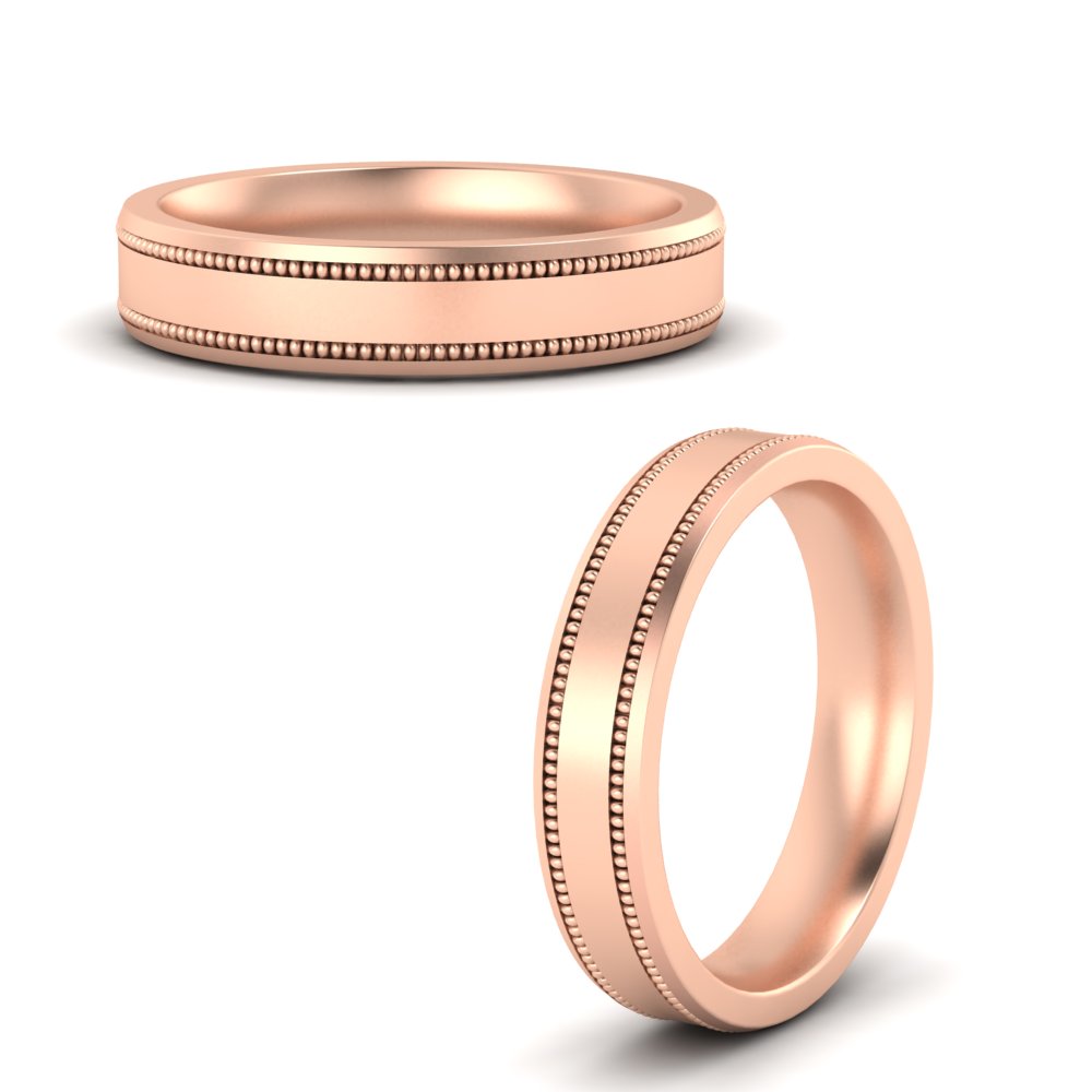 5 mm Mens Band Double Milgrain