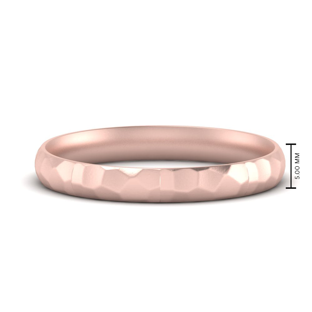 5 mm Mens Hammered Comfort Fit Wedding Band