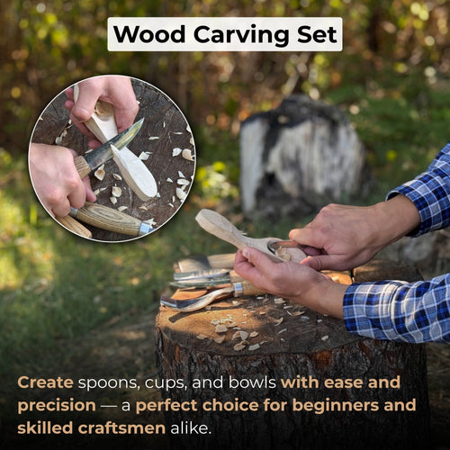 5-Piece Hand-Forged Carving Tool Set with Leather Tool Roll | Tool Sets | Wiccan Center