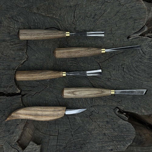 5-Piece Hand-Forged Wood Carving Tool Set | Tool Sets | Wiccan Center
