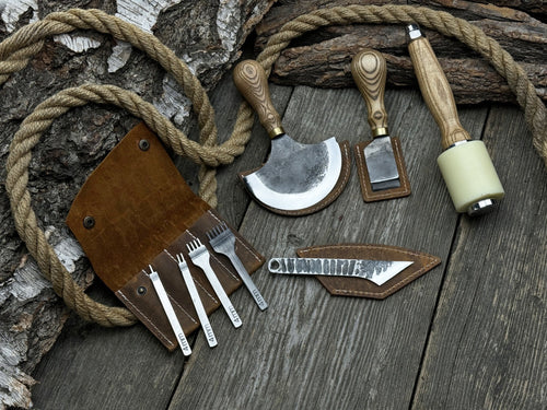 5-Piece Leather Working Tool Set With Nylon Mallet | Tool Sets | Wiccan Center