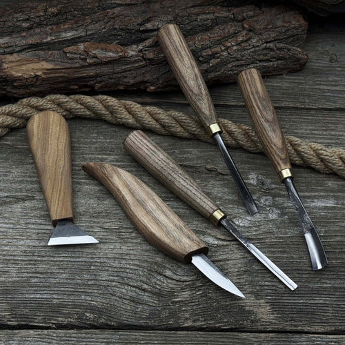 5-Piece Wood Carving Tool Set – Carving Knives, Chisels & Gouges | Tool Sets | Wiccan Center
