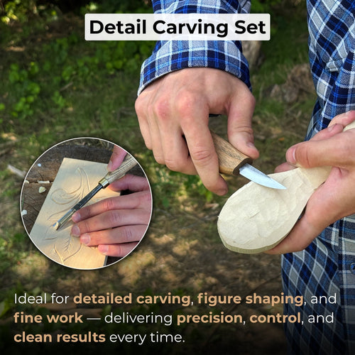 5-Piece Wood Carving Tool Set with Sharpening Board & Leather Case | Tool Sets | Wiccan Center